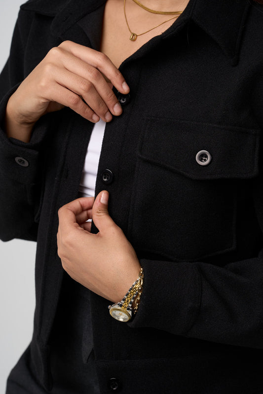 Black Cropped Overshirt
