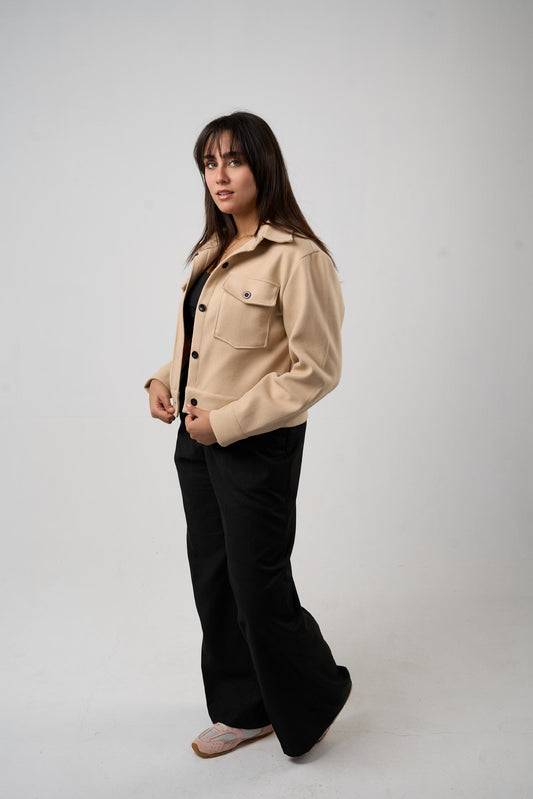 Crème Cropped Overshirt