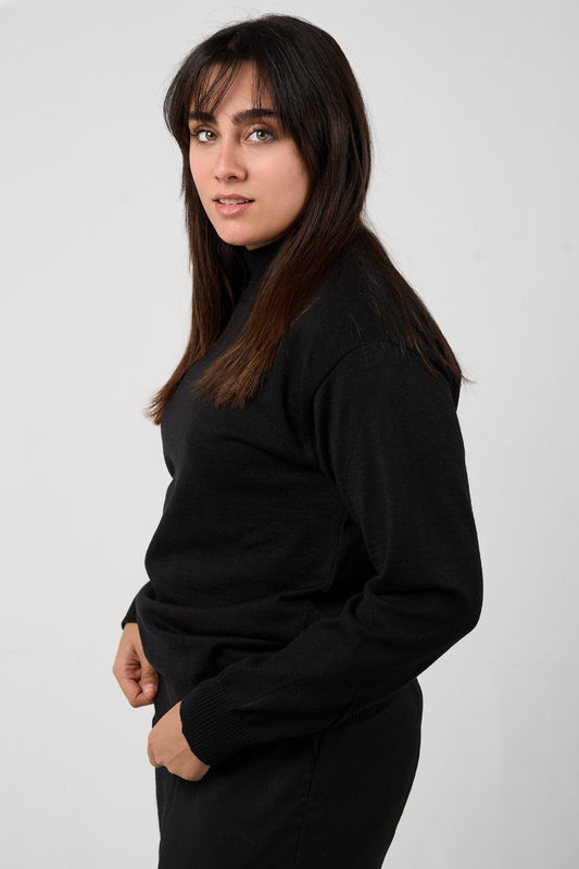 Black Mock Neck Sweater