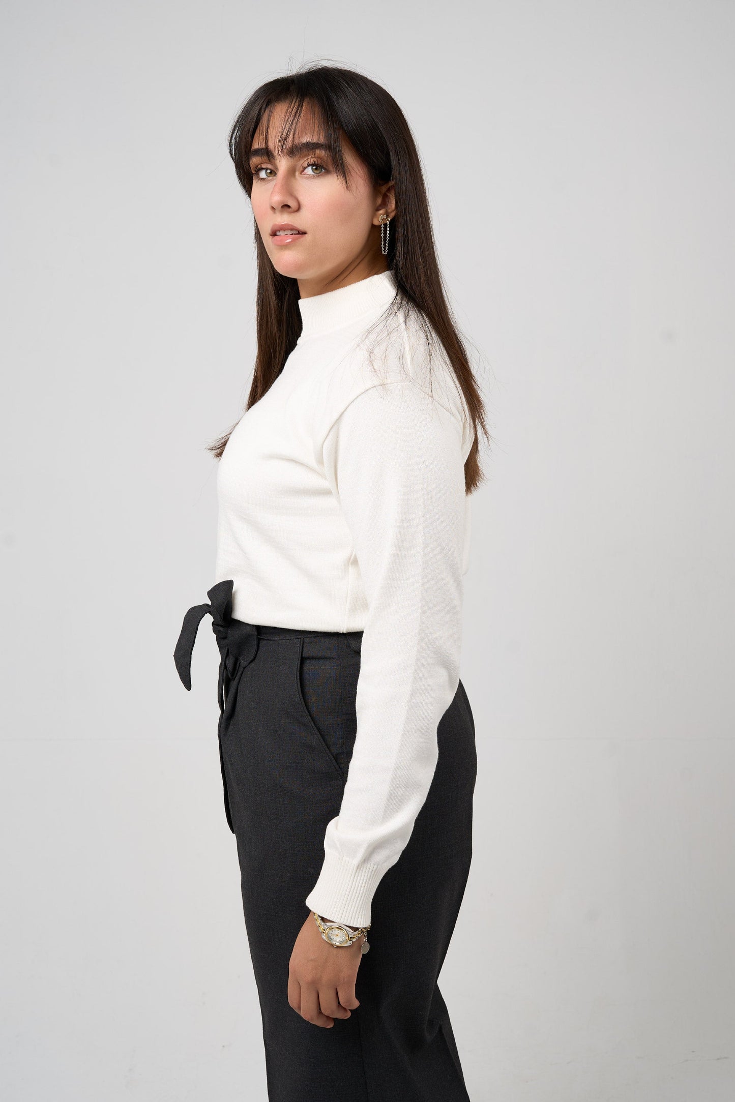 White Mock Neck Sweater