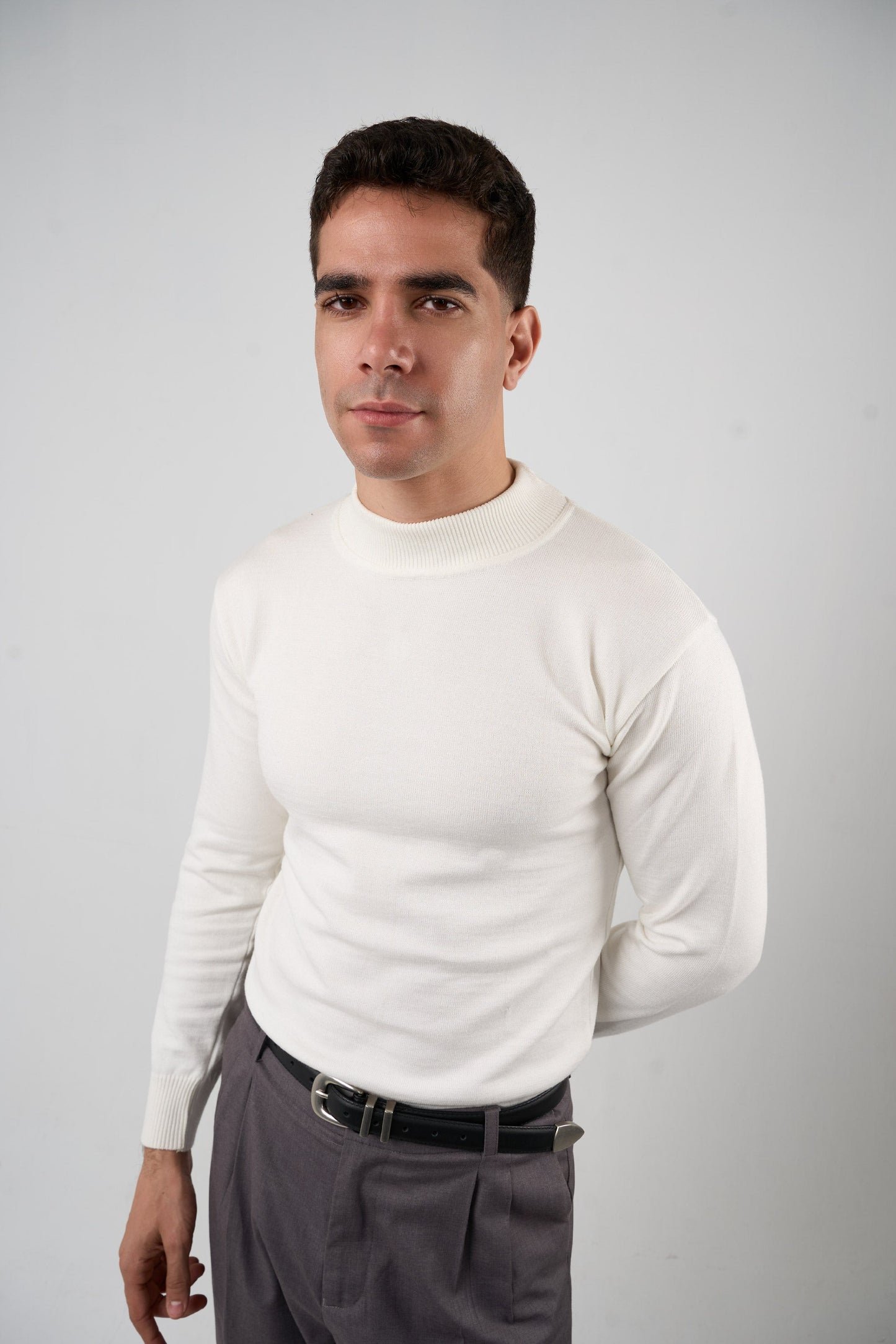 White Mock Neck Sweater