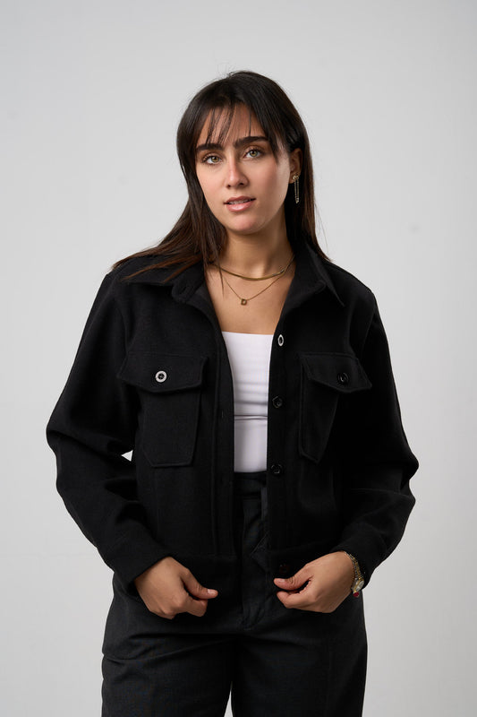 Black Cropped Overshirt