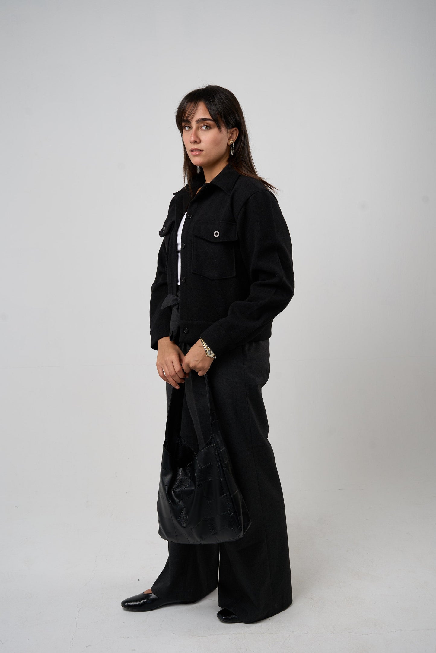 Black Cropped Overshirt