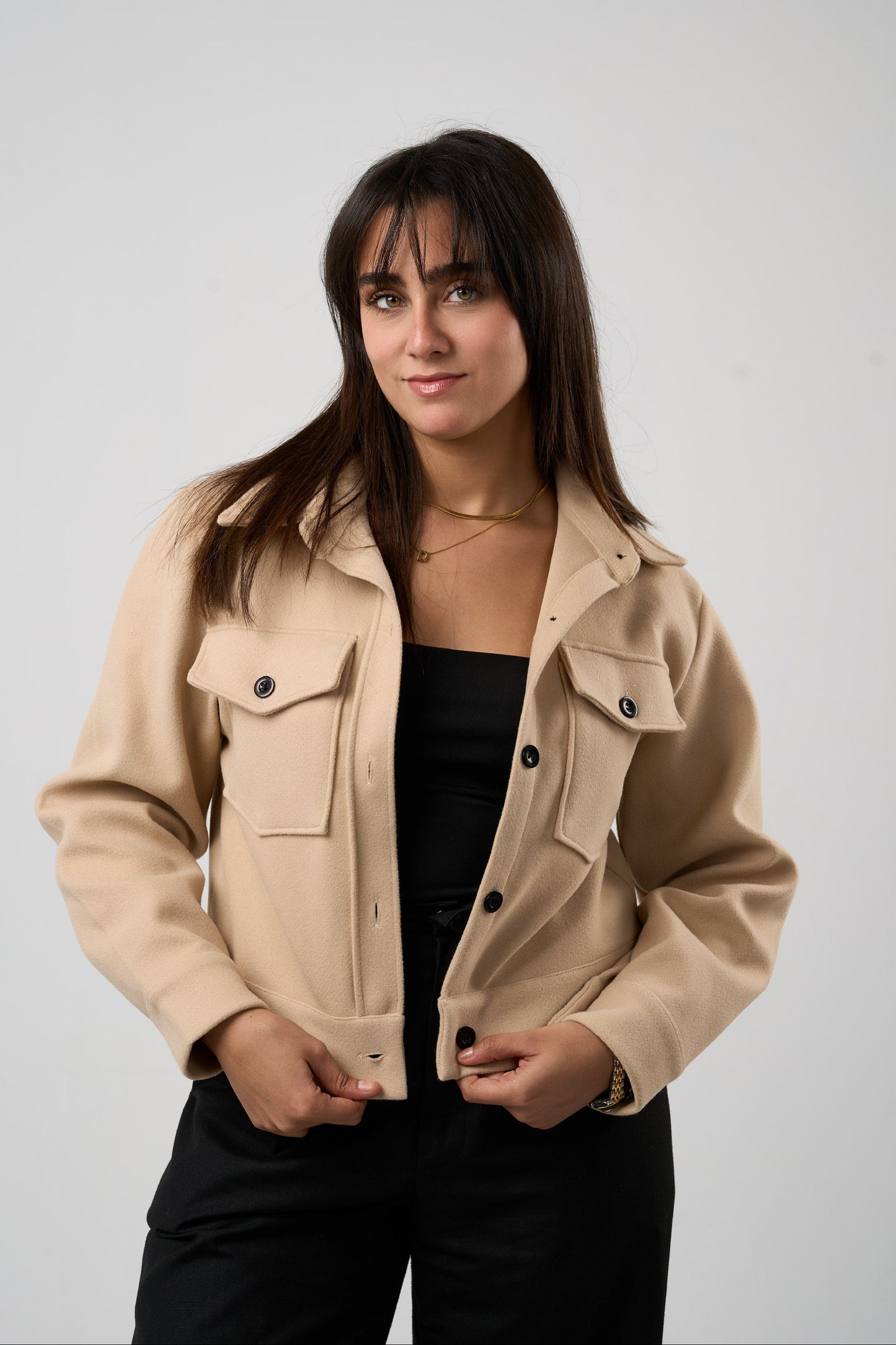 Crème Cropped Overshirt