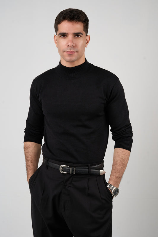 Black Mock Neck Sweater