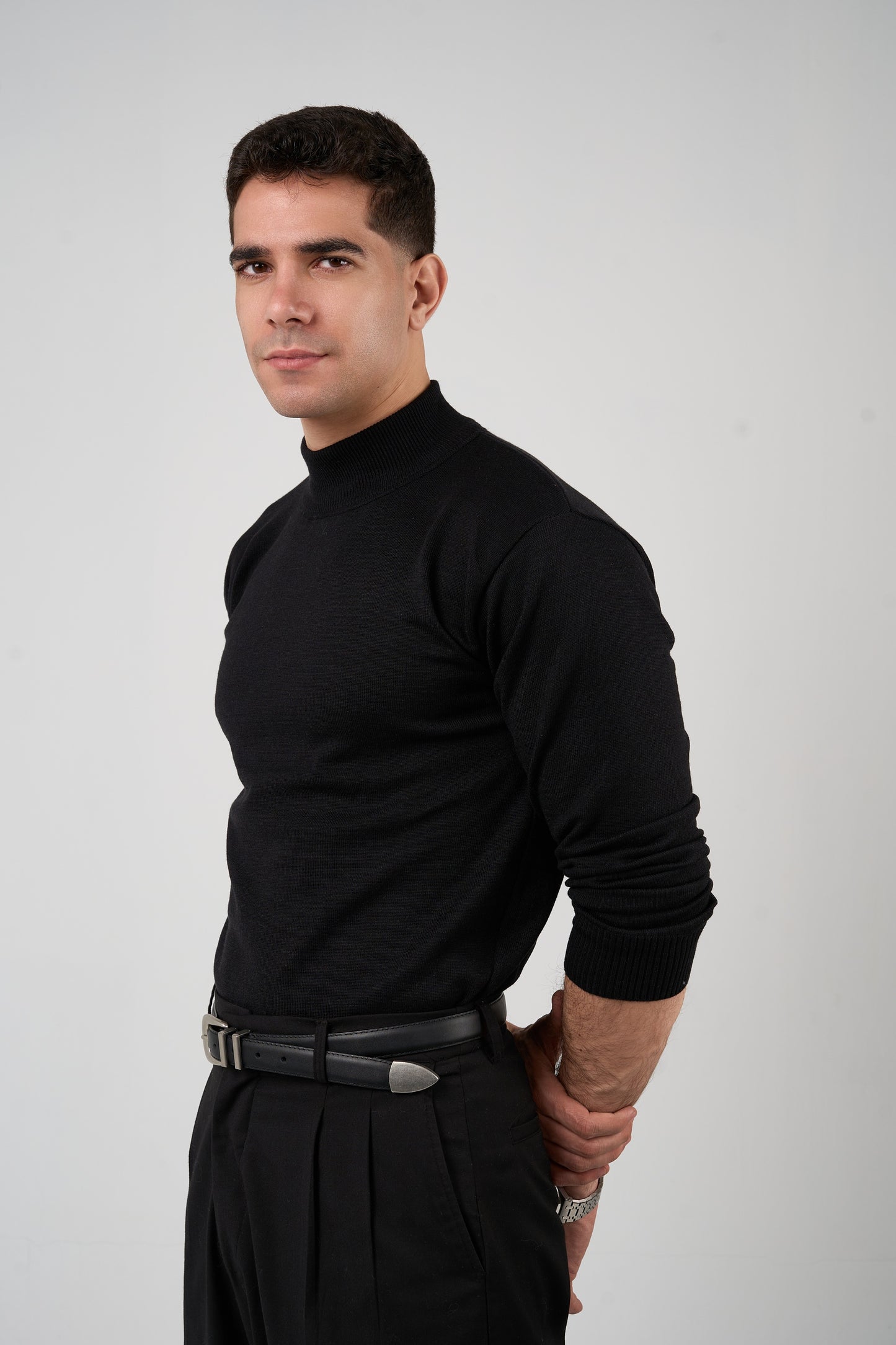 Black Mock Neck Sweater