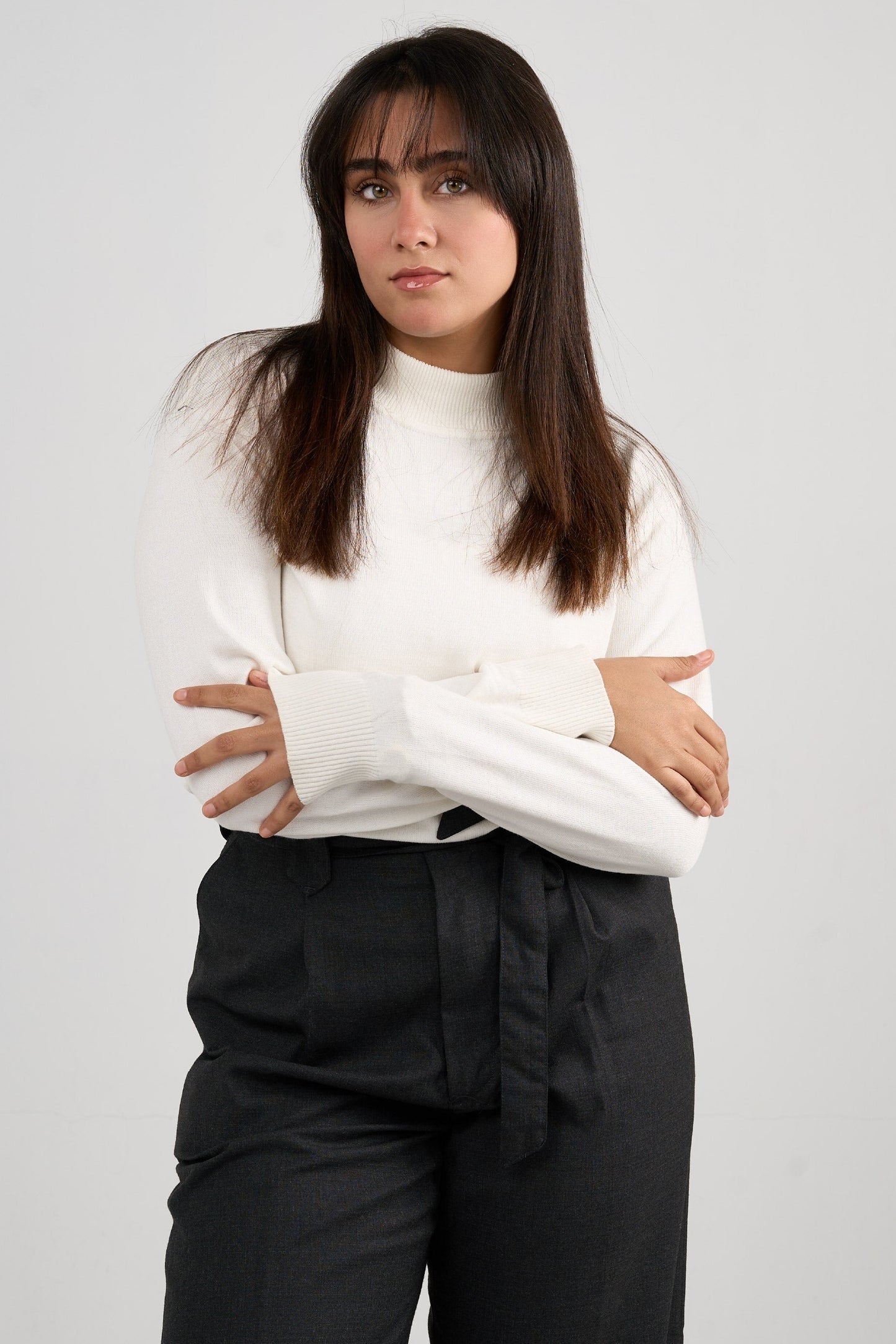 White Mock Neck Sweater