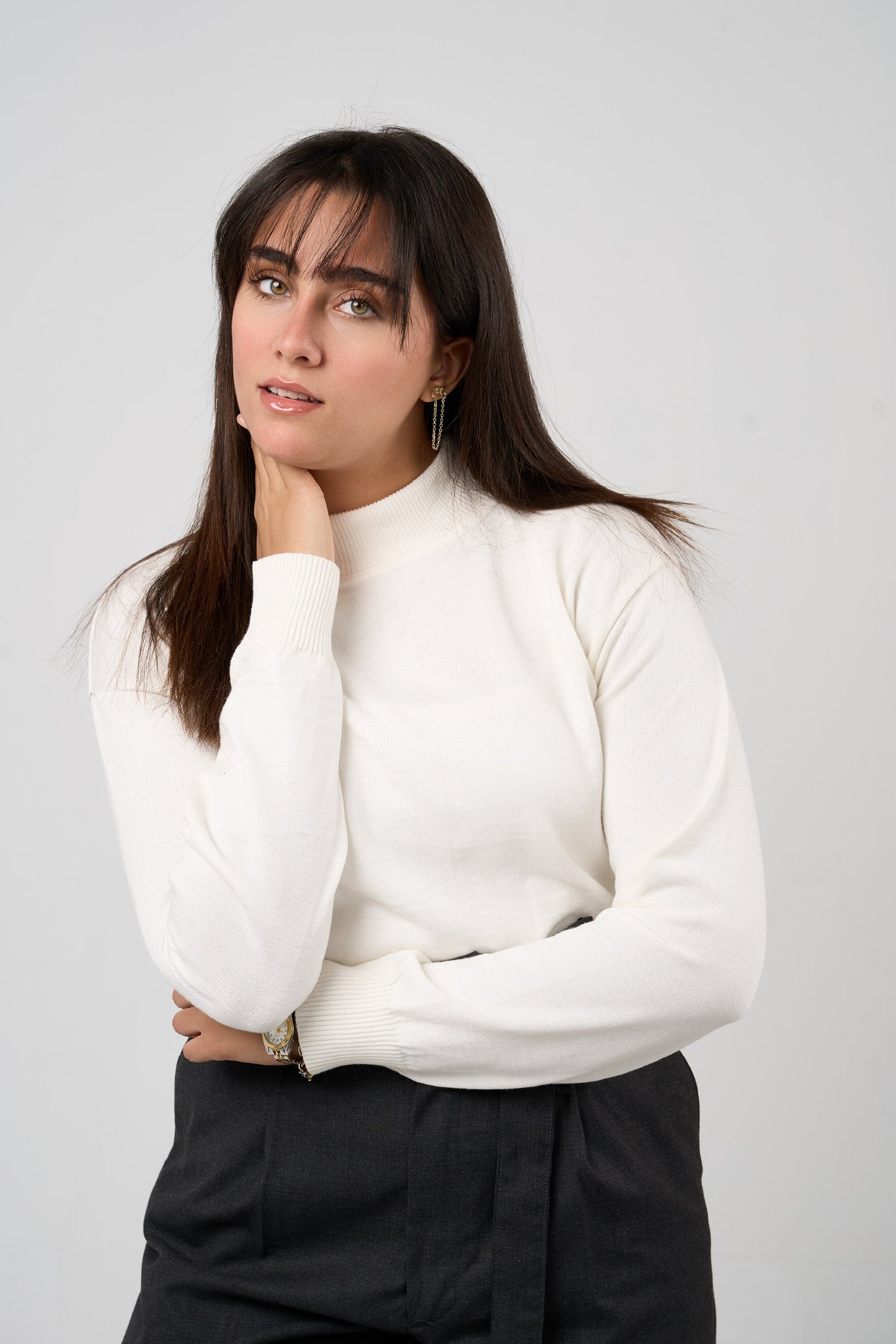 White Mock Neck Sweater