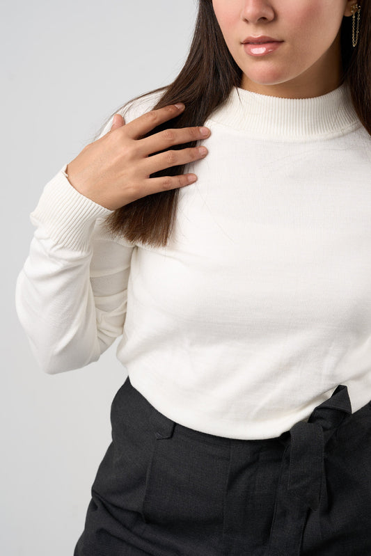 White Mock Neck Sweater