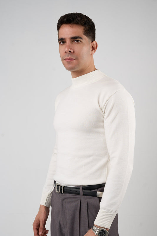 White Mock Neck Sweater